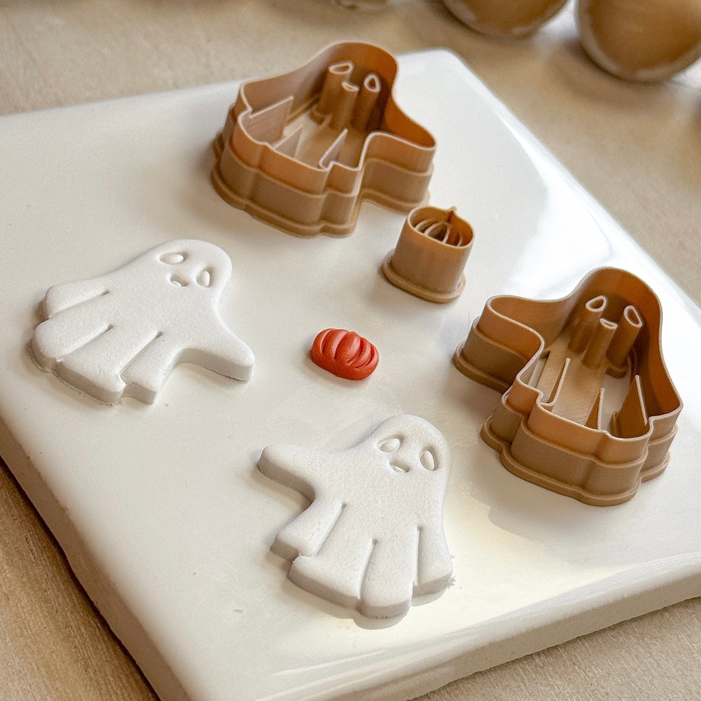 Ghost Holding Pumpkins Polymer Clay Cutters