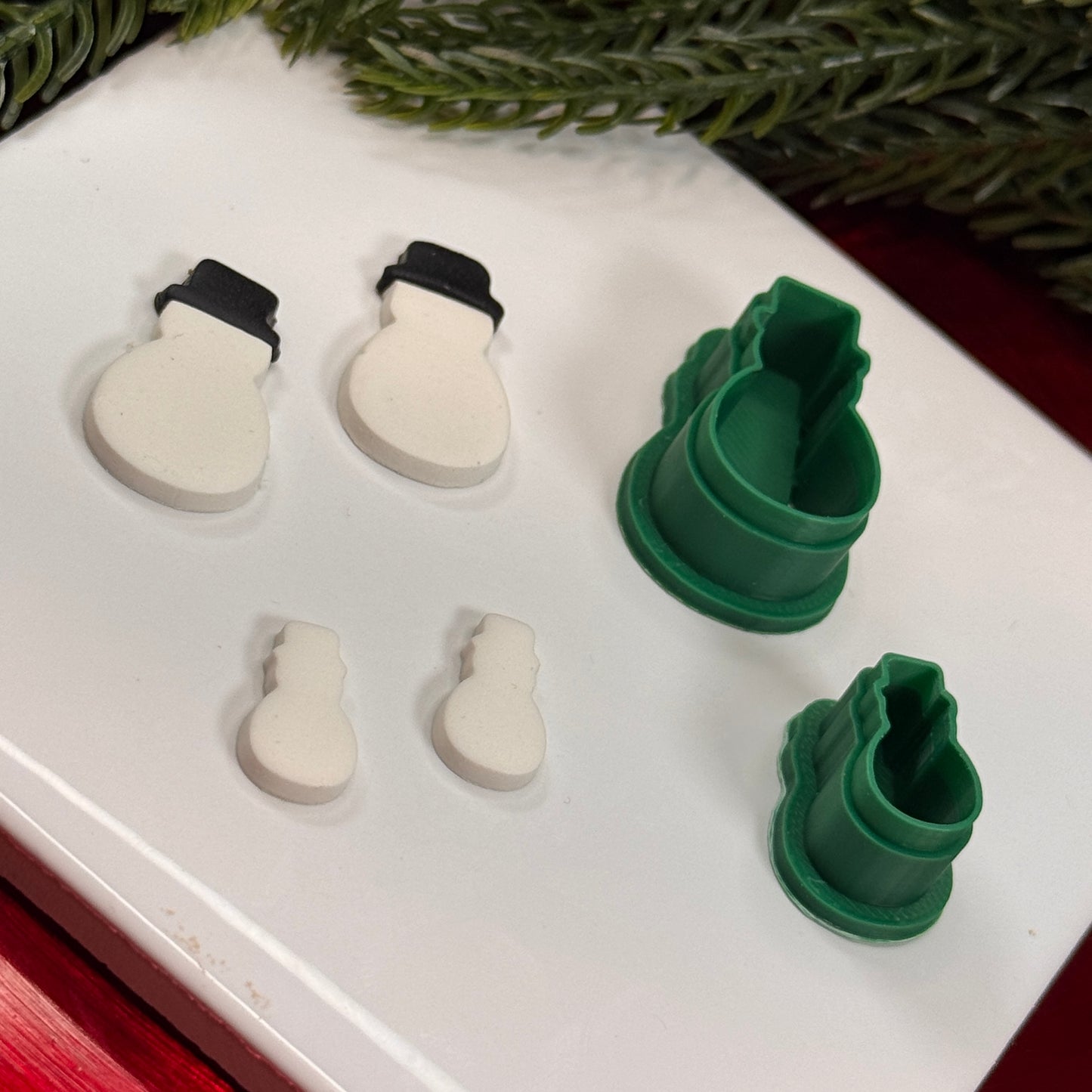 Christmas snowman stud dangle polymer clay cutter