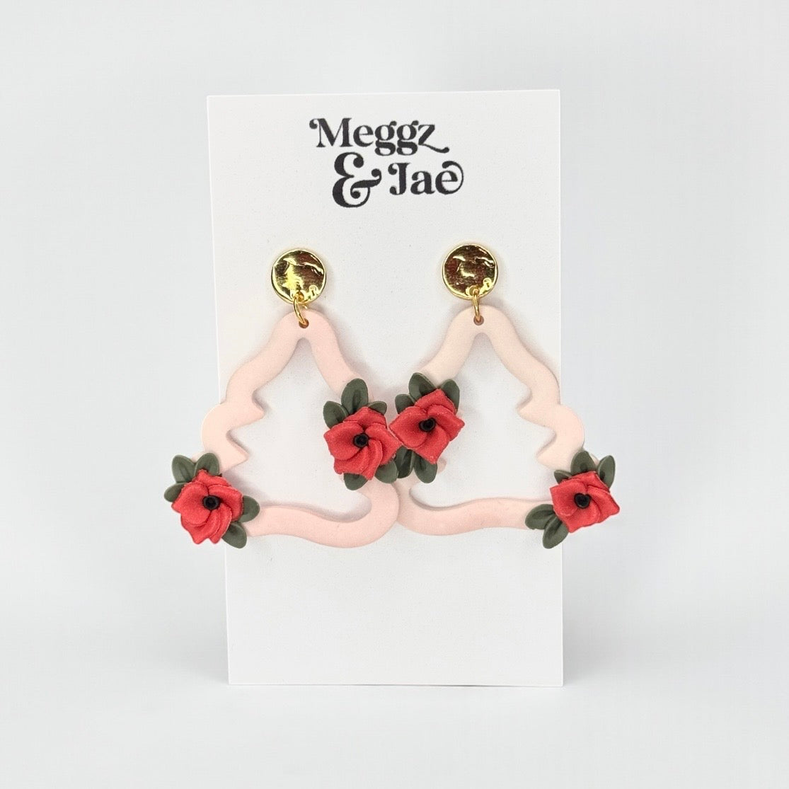 Blush Christmas Tree Polymer Clay Earrings
