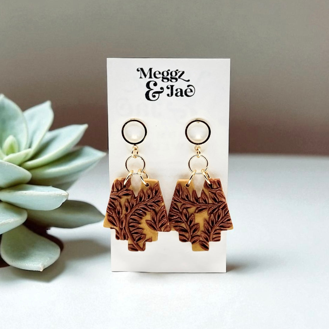 “Lucy” tribal shape with vines dangles