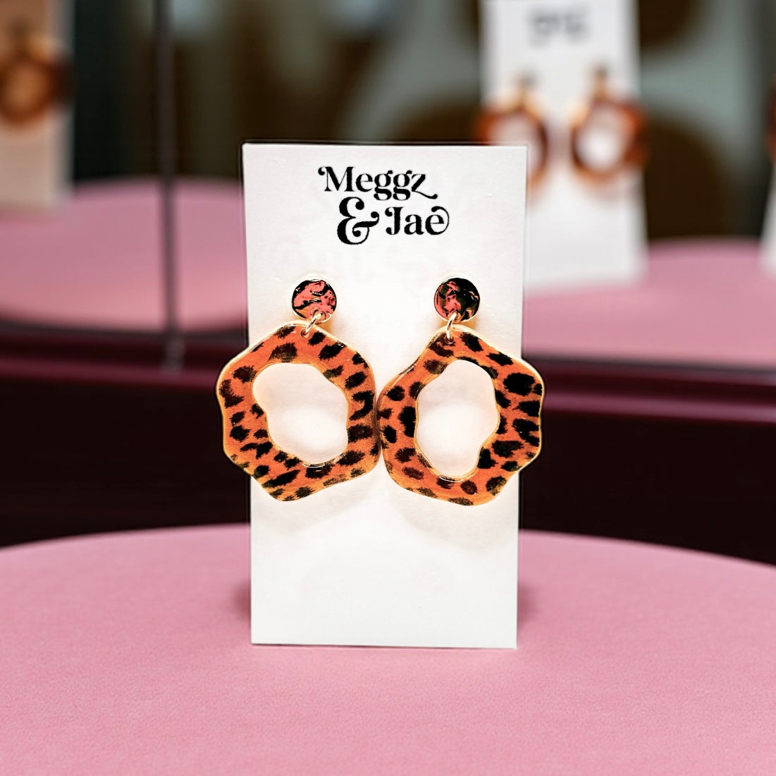 “Carol” cheetah print modern dangles