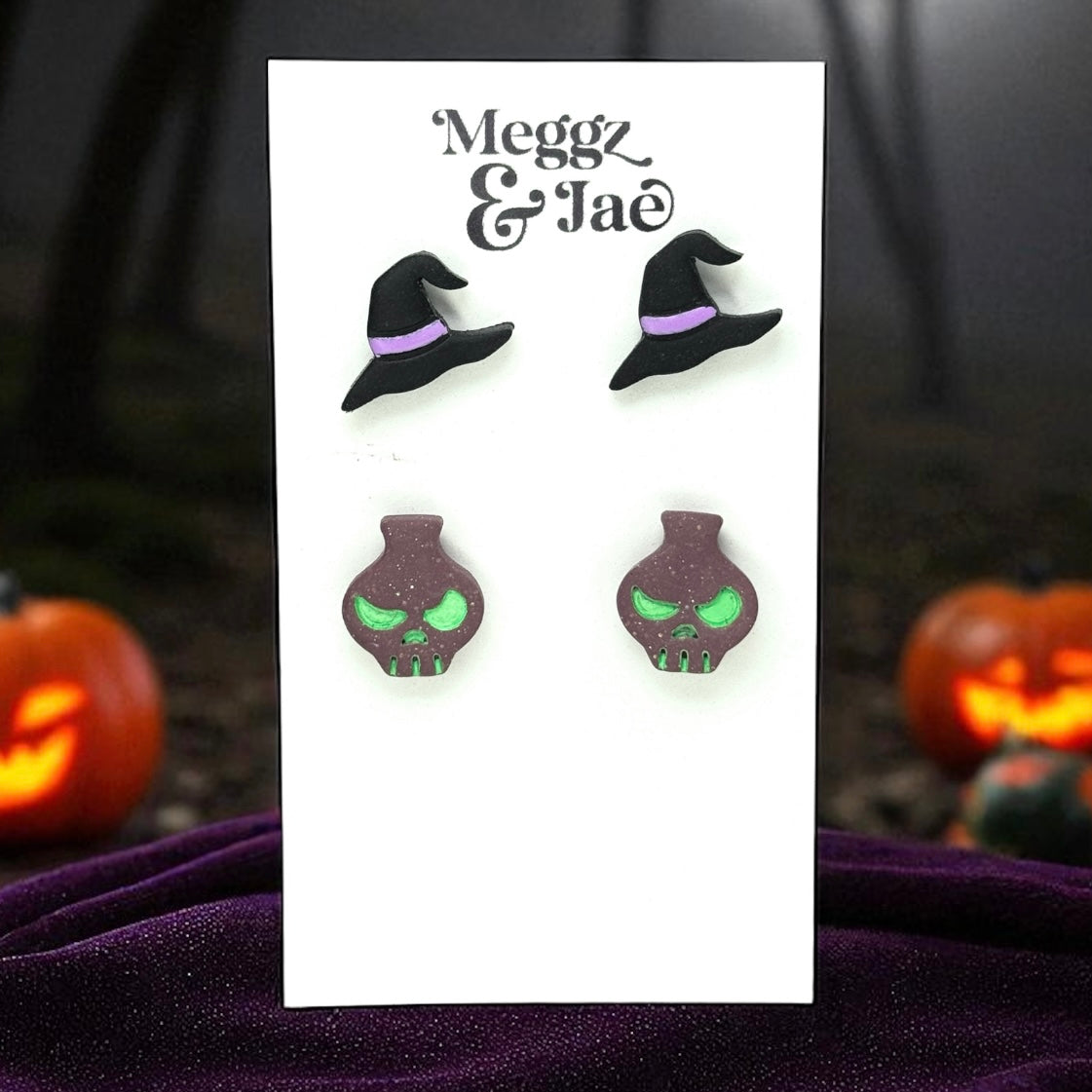 “Witch Stud Set” polymer clay stud earrings