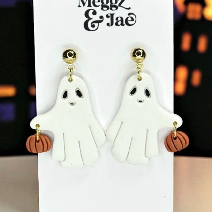 Ghost Holding Pumpkins Polymer Clay Cutters