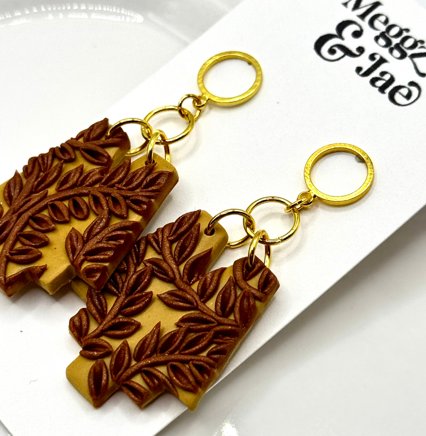 “Lucy” tribal shape with vines dangles