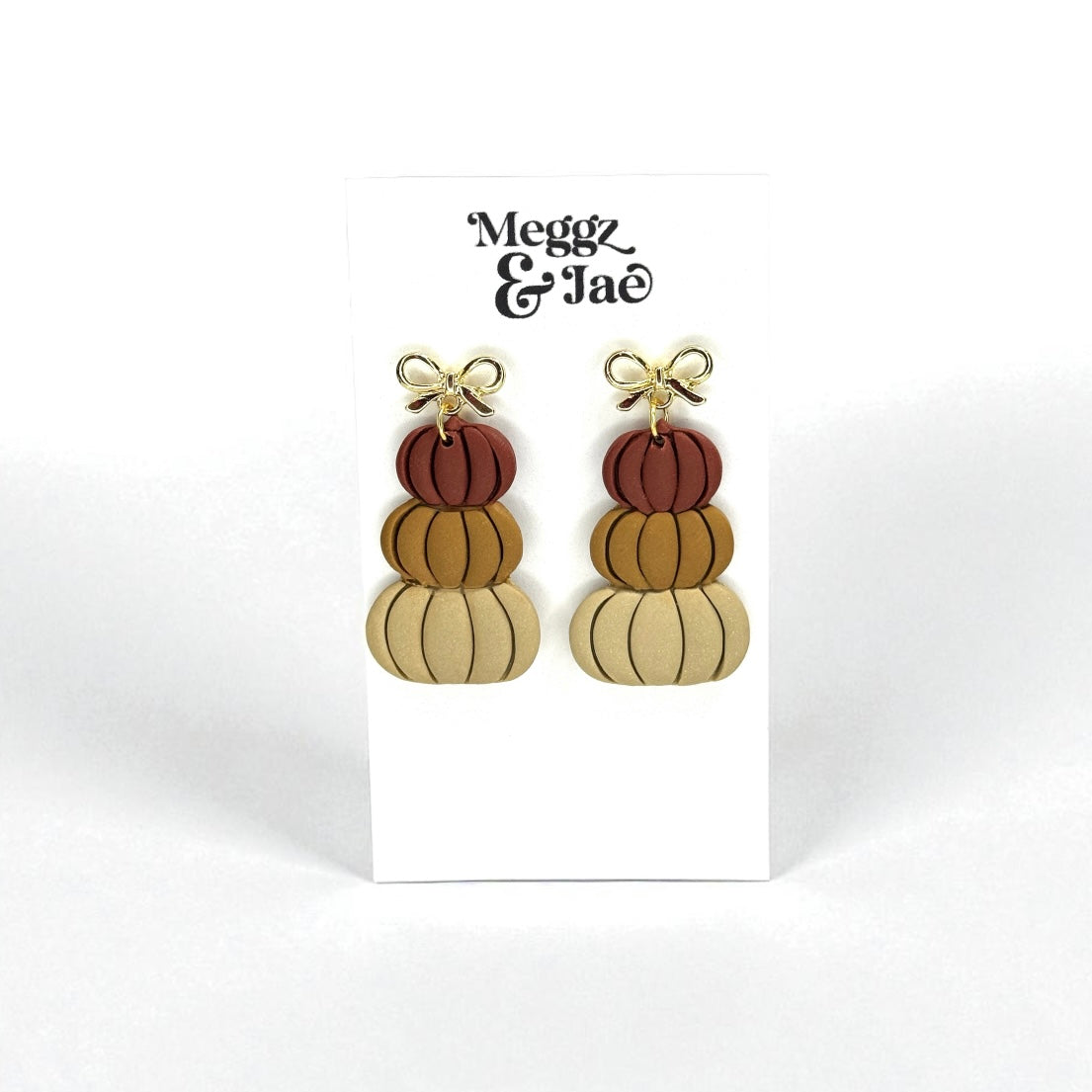 “Stacked pumpkins” polymer clay dangle earrings