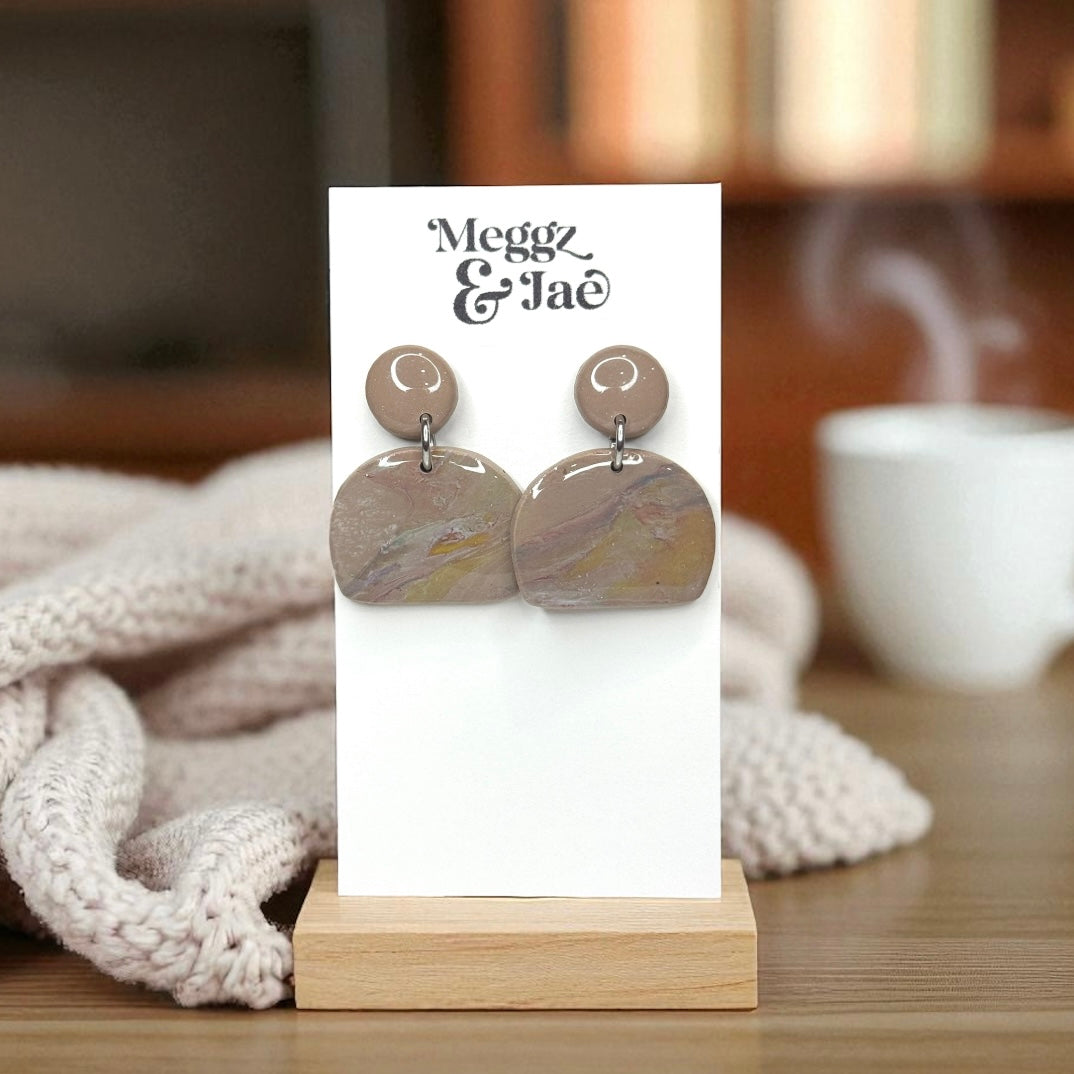 “Alyssa” Neutral Marble Arch Earrings