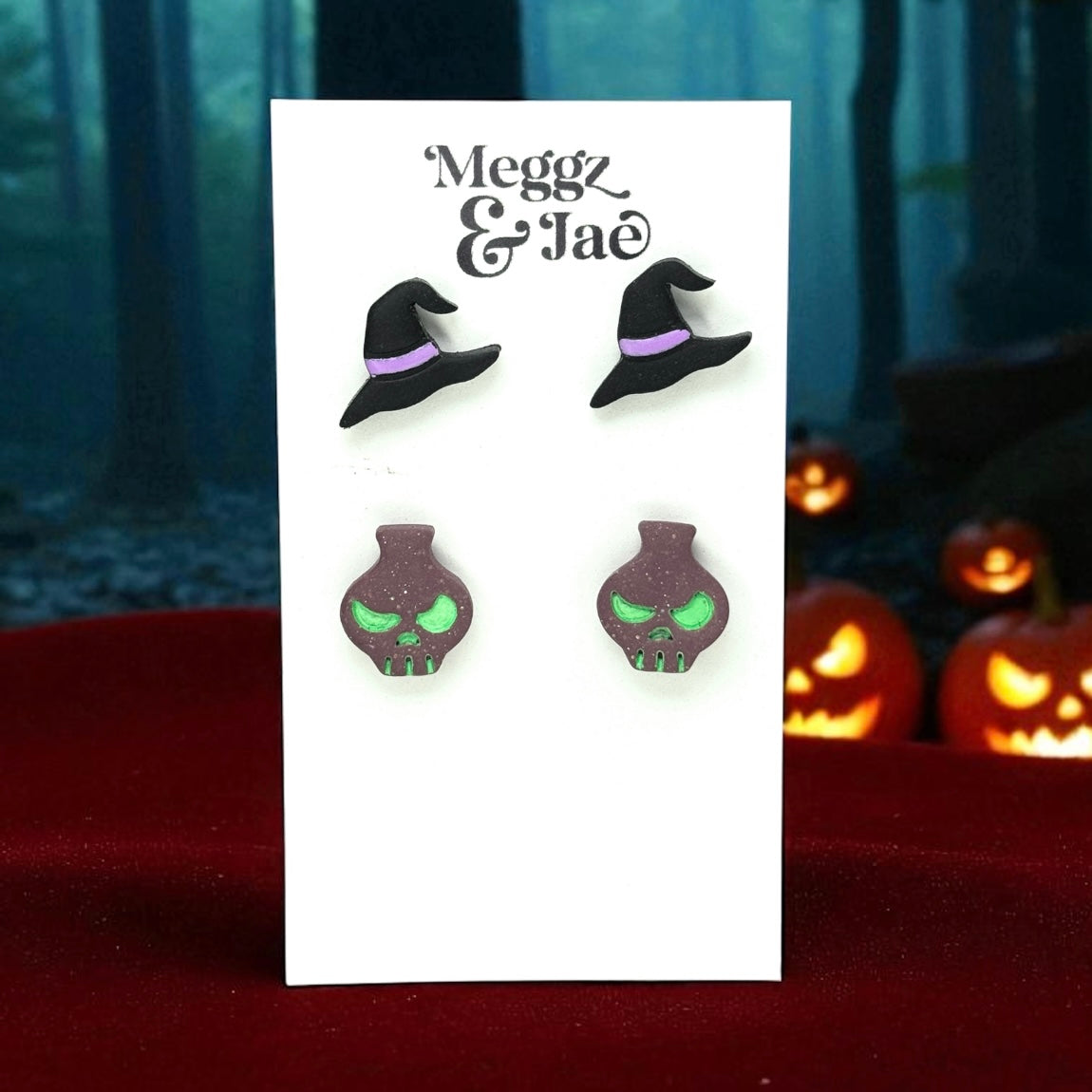 “Witch Stud Set” polymer clay stud earrings