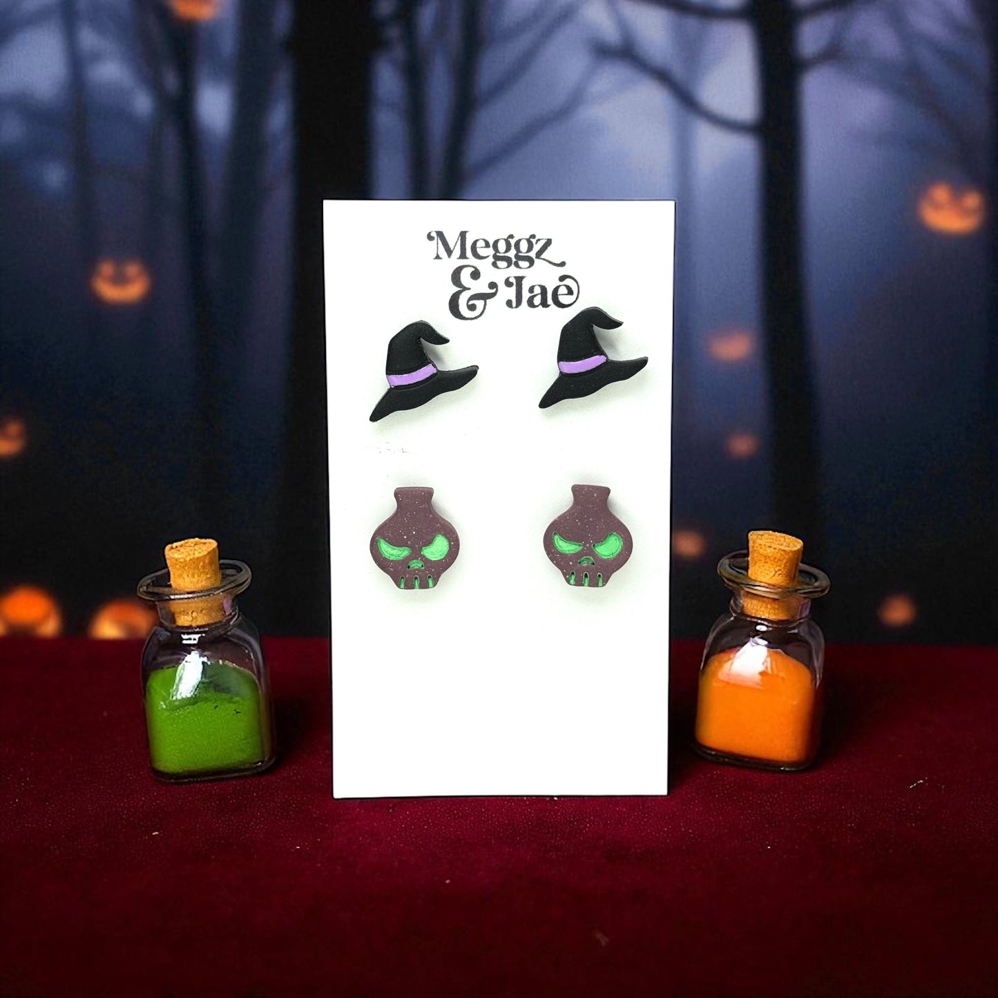 “Witch Stud Set” polymer clay stud earrings