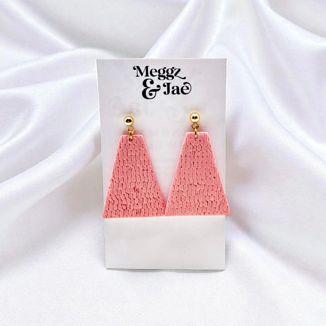 “Marilyn” Dusty pink trapezoid dangles