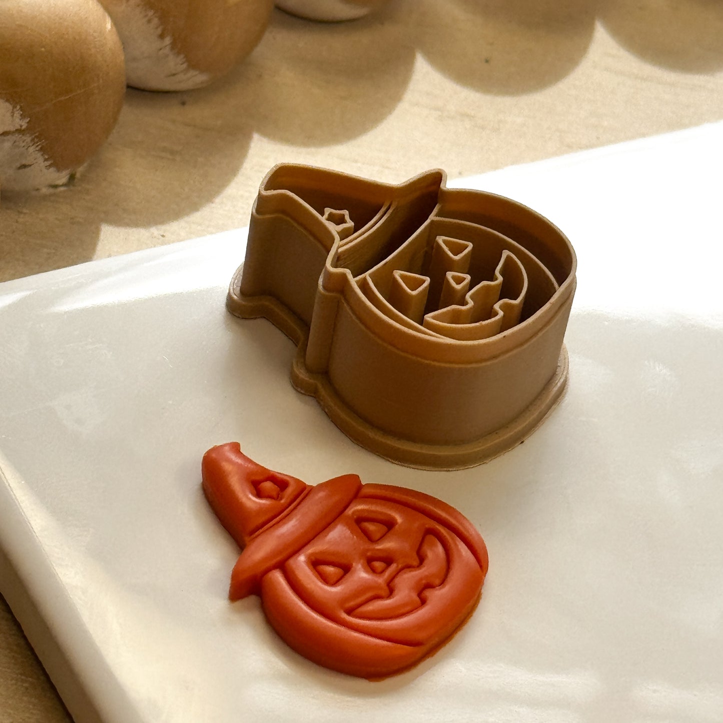 Pumpkin with Witch Hat and Star Polymer Clay Cutter