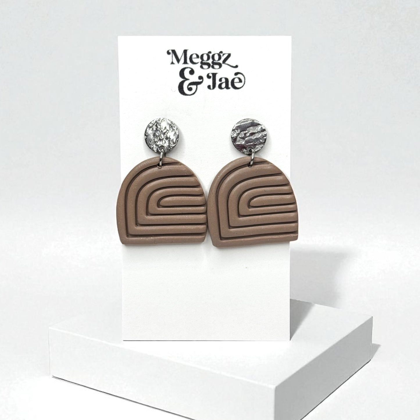 “Amanda” Taupey brown Arch Drop Earrings