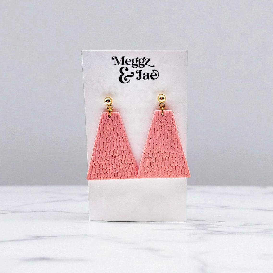 “Marilyn” Dusty pink trapezoid dangles