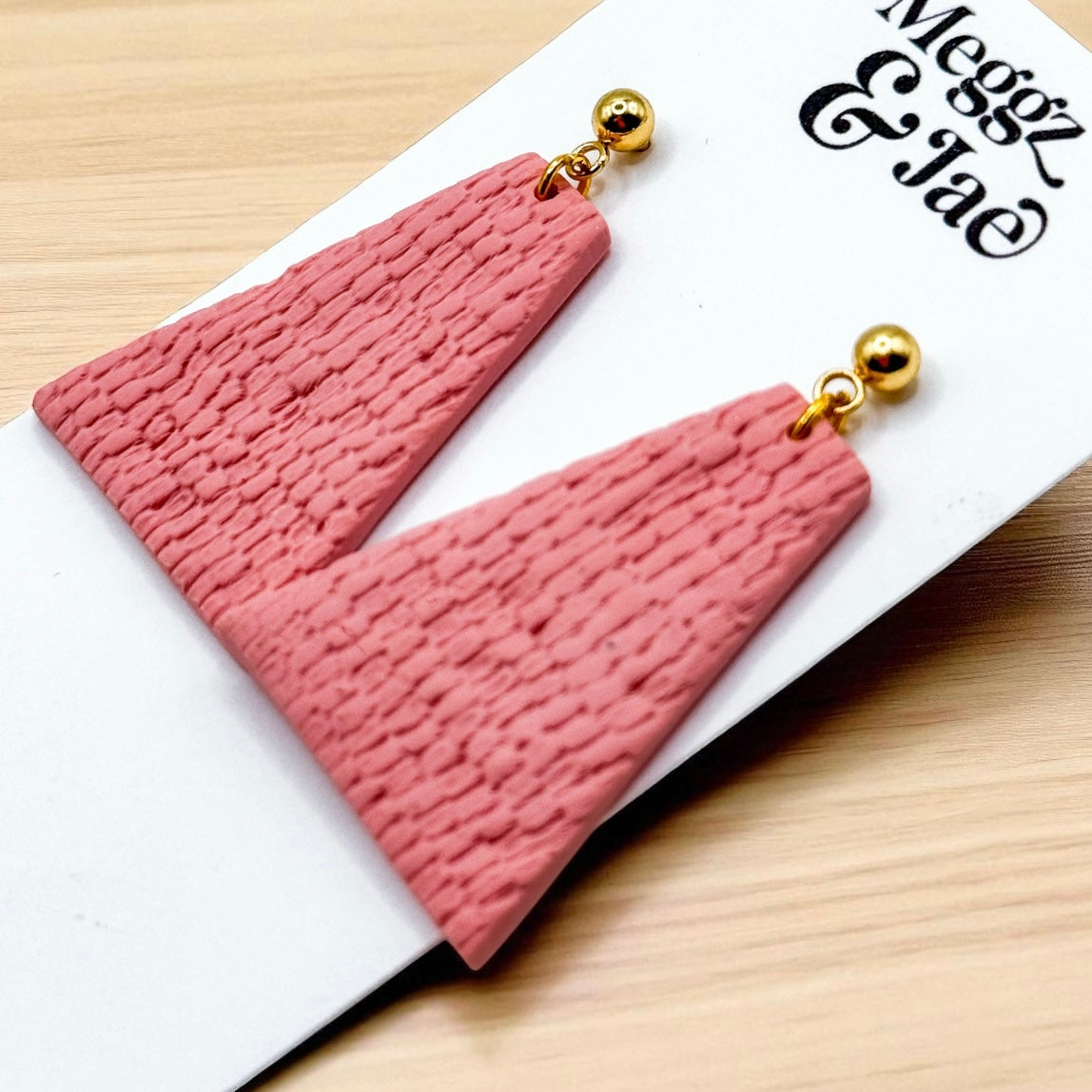 “Marilyn” Dusty pink trapezoid dangles