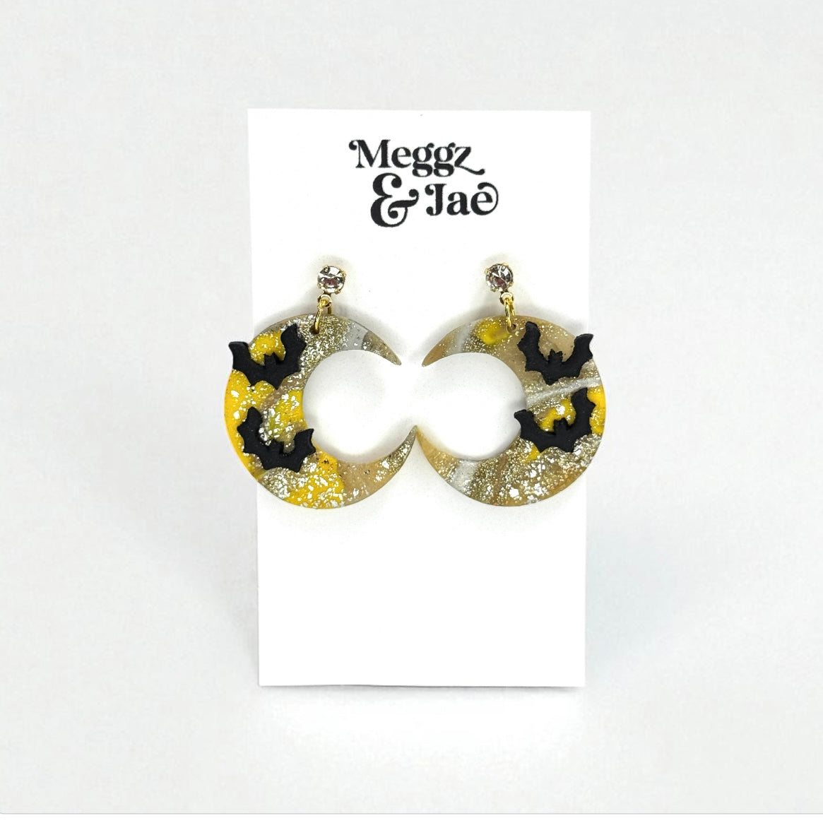 “Crescent Moon” polymer clay dangle earrings