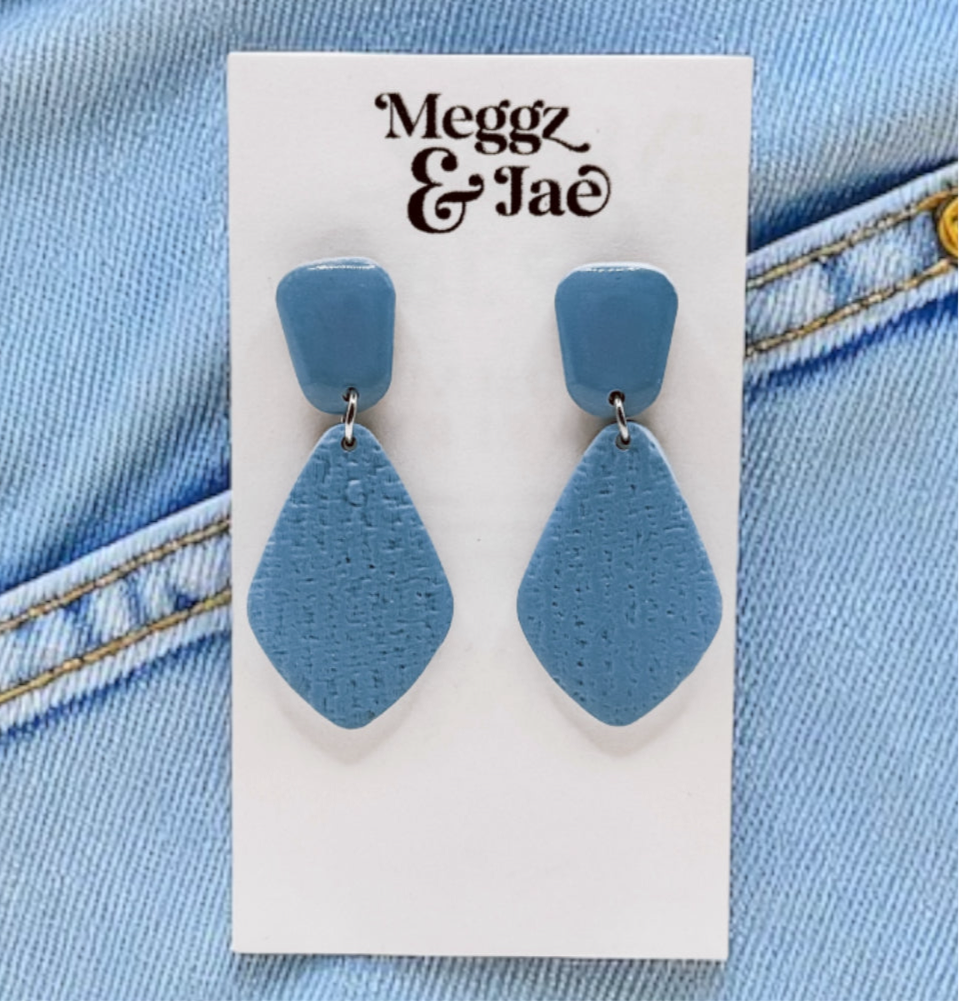 “Chloe” Denim style diamond dangles