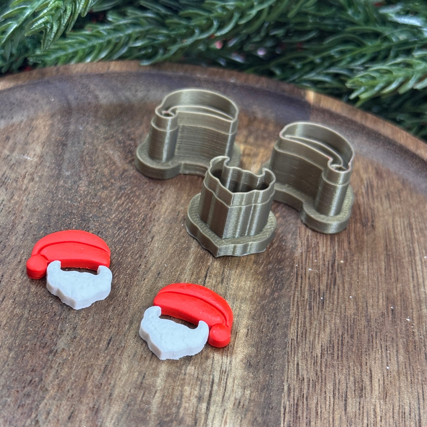 Christmas santa hat and beard studs polymer clay cutter