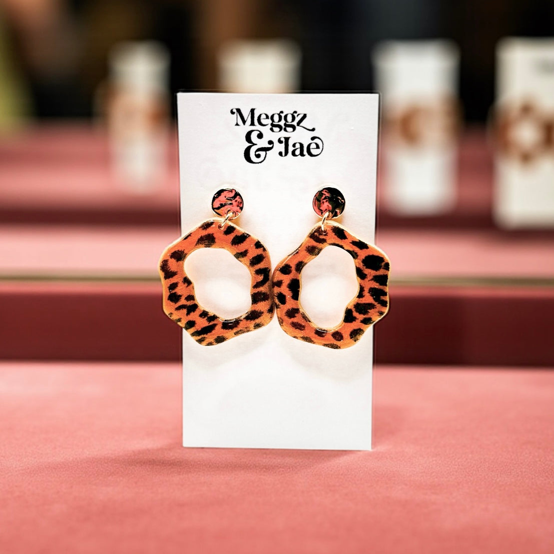 “Carol” cheetah print modern dangles