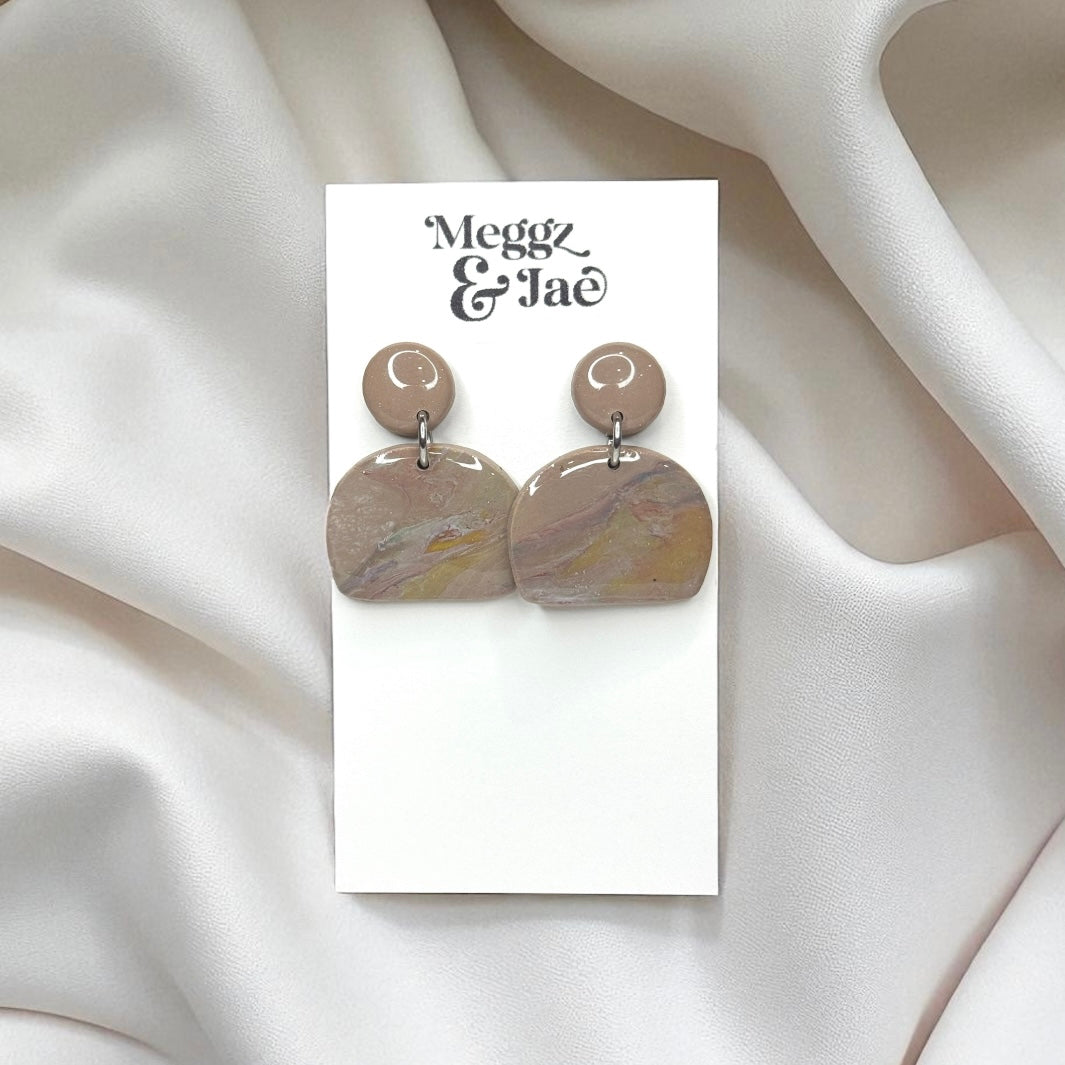“Alyssa” Neutral Marble Arch Earrings