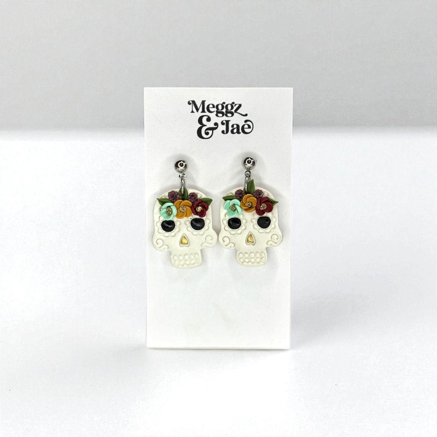 “Sugar Skulls”polymer clay dangle earrings