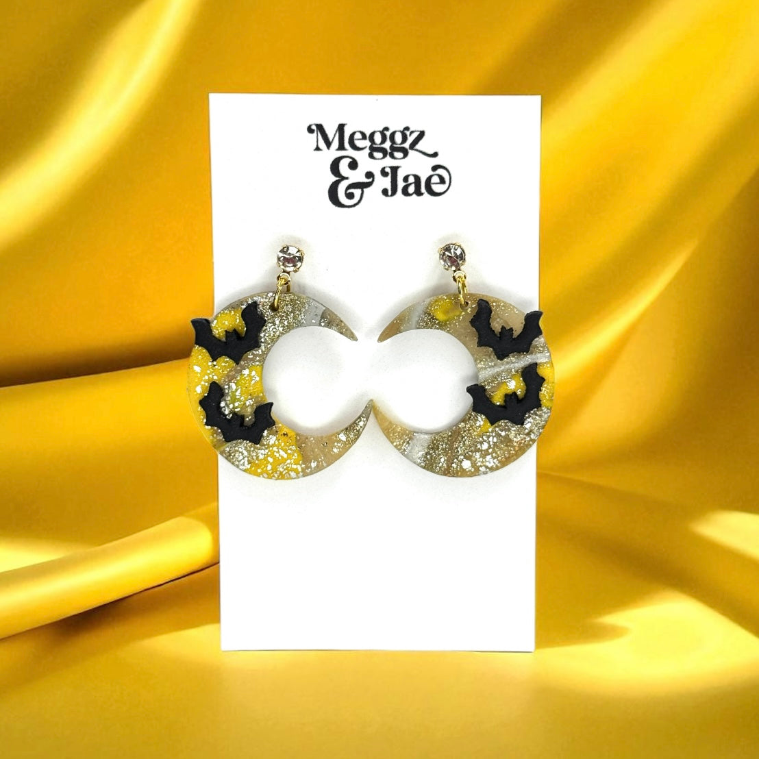 “Crescent Moon” polymer clay dangle earrings
