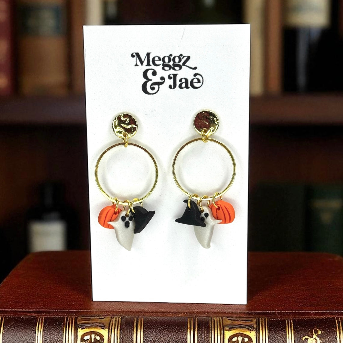 “Haunted Hoop” charm polymer clay dangle earrings