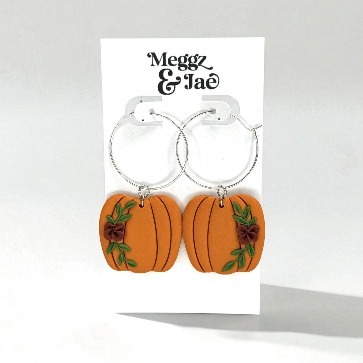 “Pumpkin hoop” polymer clay dangle earrings