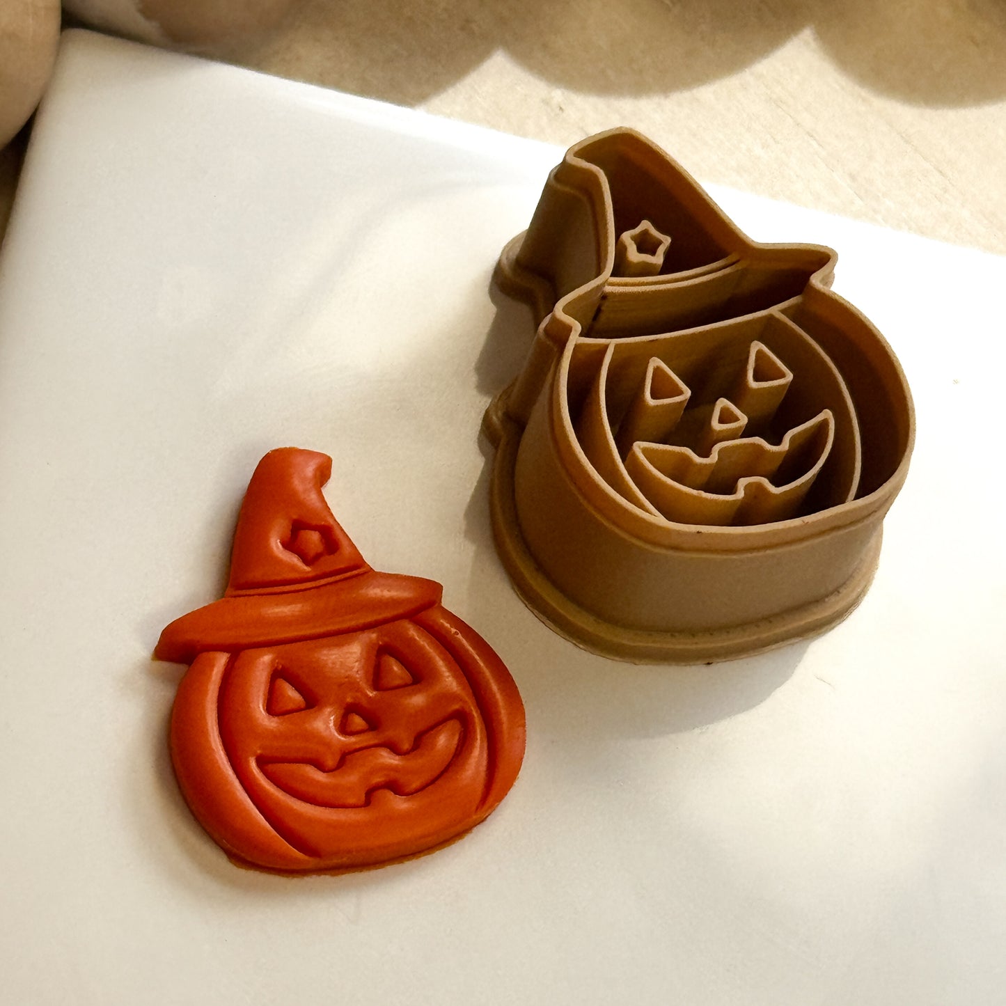 Pumpkin with Witch Hat and Star Polymer Clay Cutter