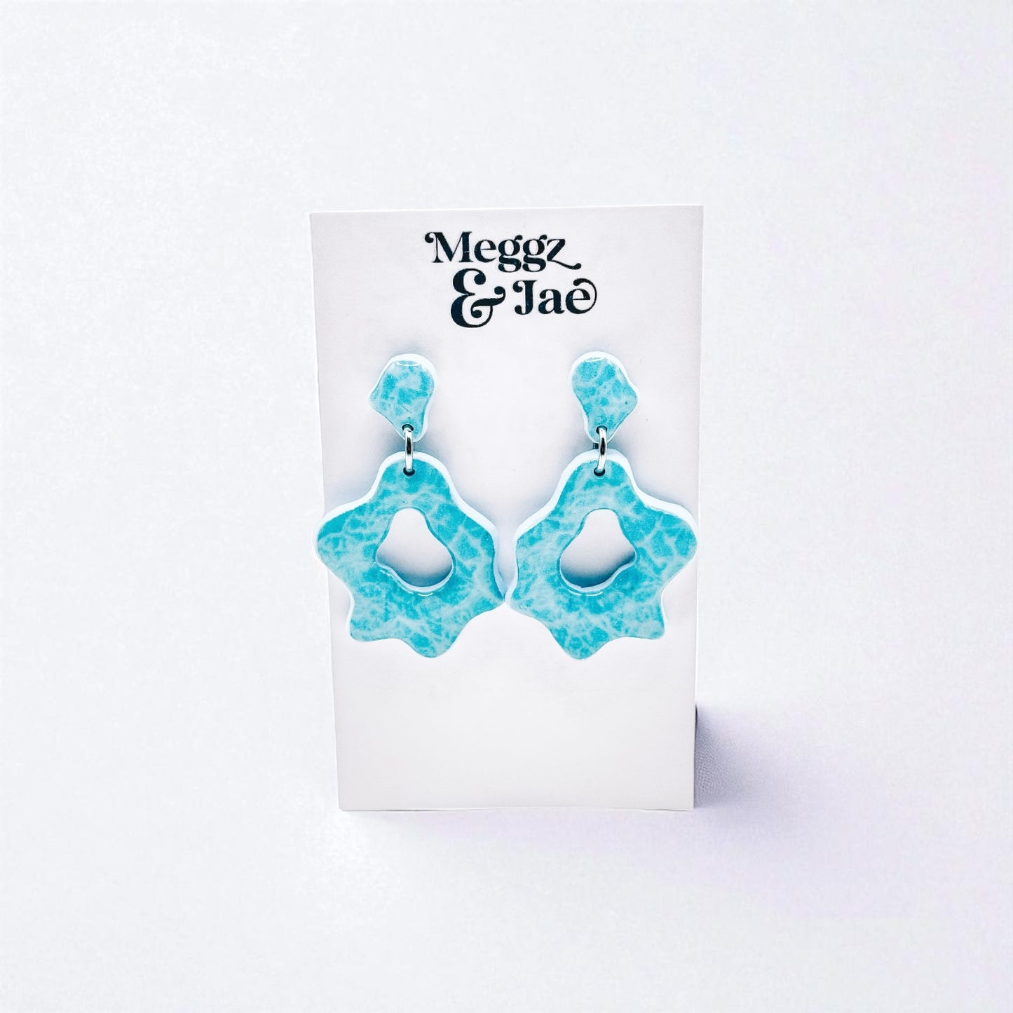 “Ariel” Aqua blue pool printed dangles