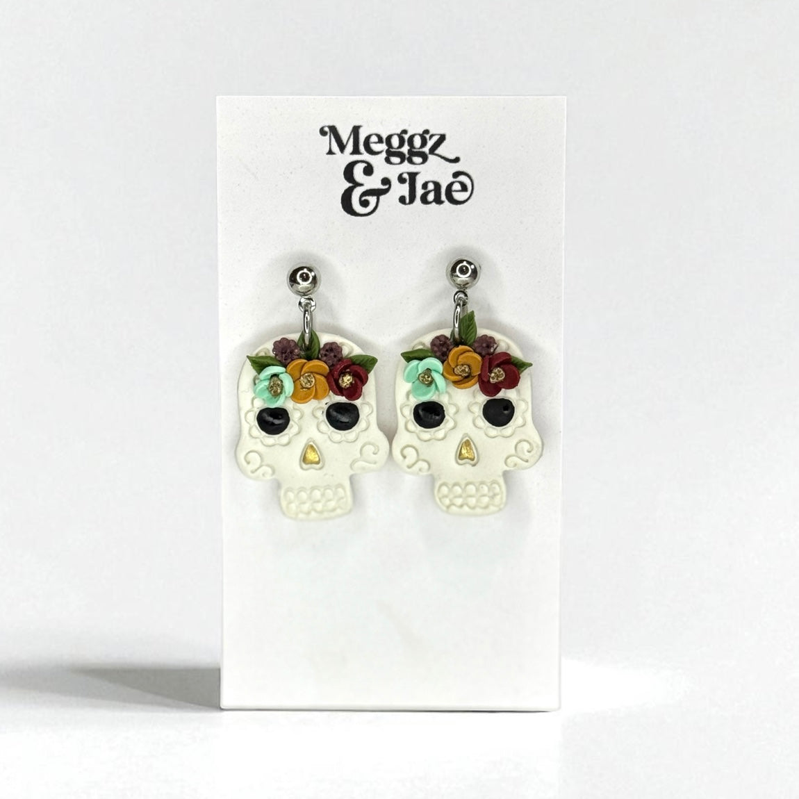 “Sugar Skulls”polymer clay dangle earrings