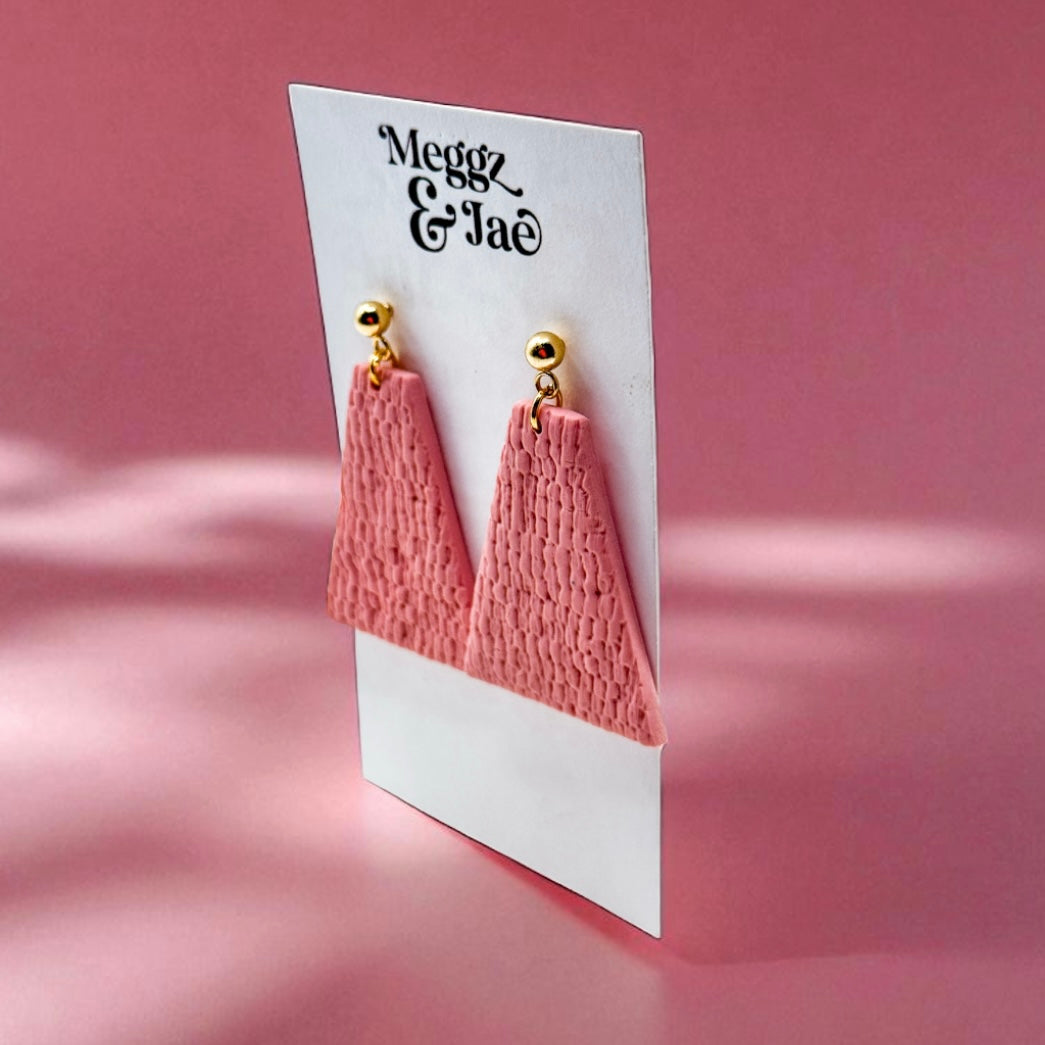 “Marilyn” Dusty pink trapezoid dangles