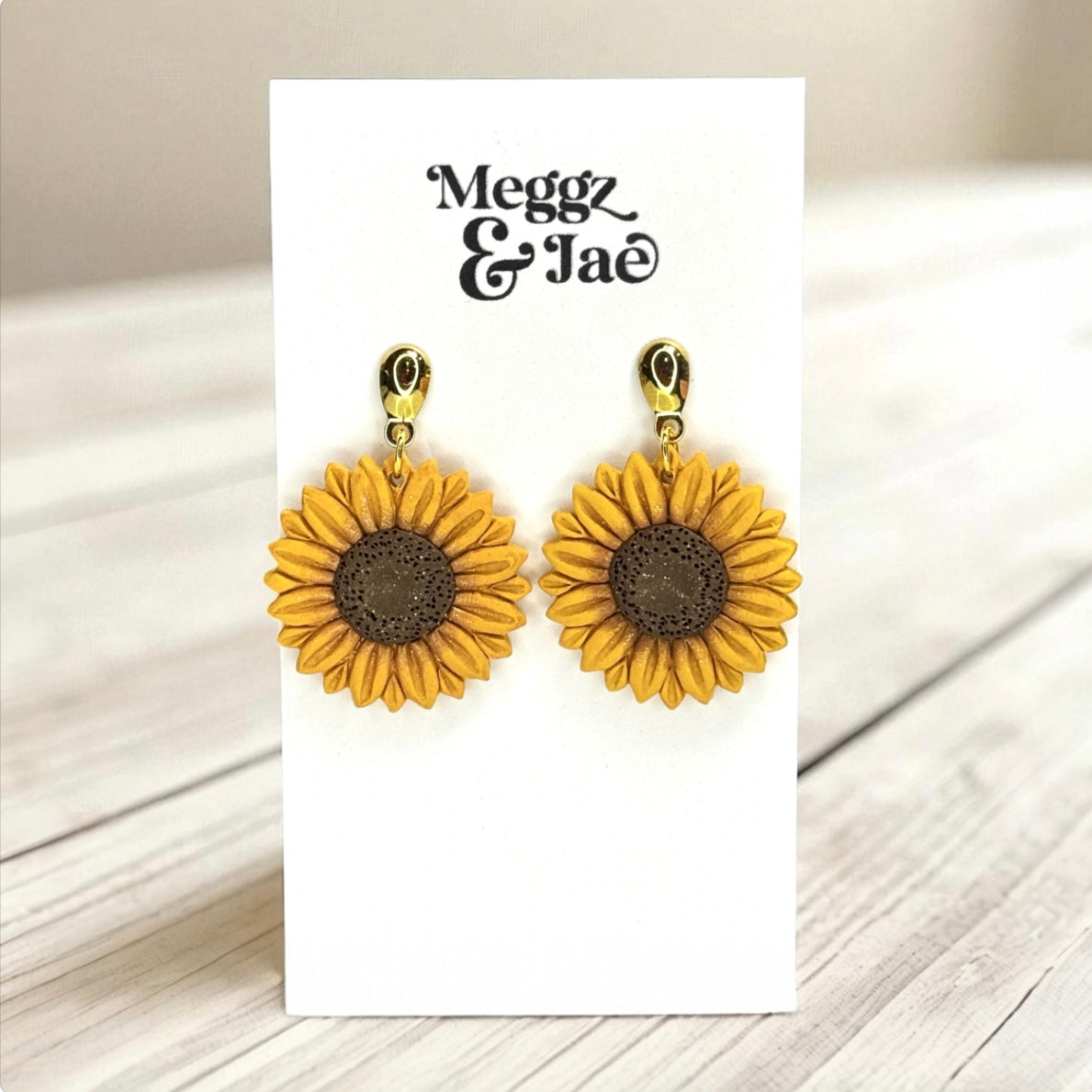 “Sunflower” polymer clay dangle earring