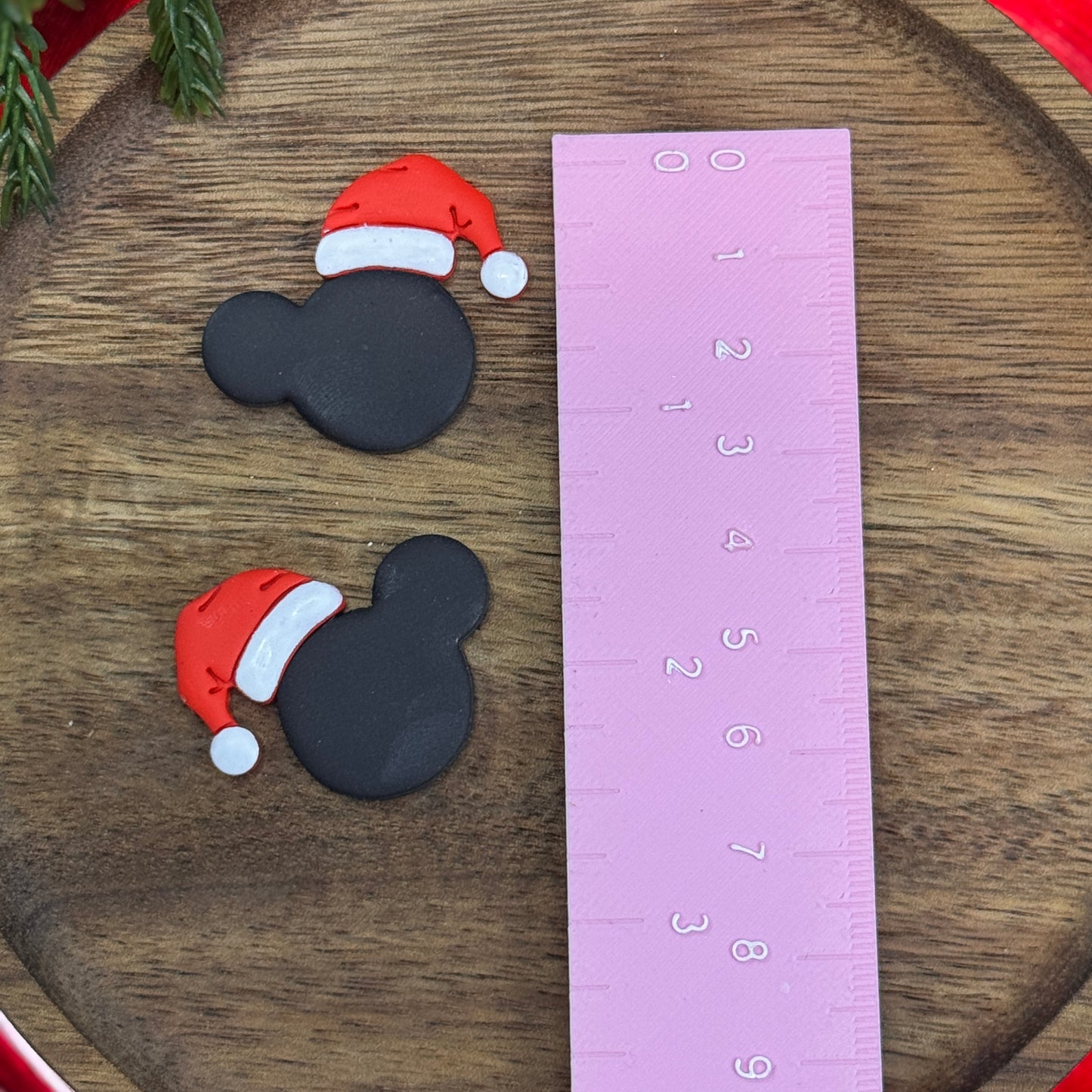 Christmas set of 3 magical mouse with Santa hat polymer clay cutter