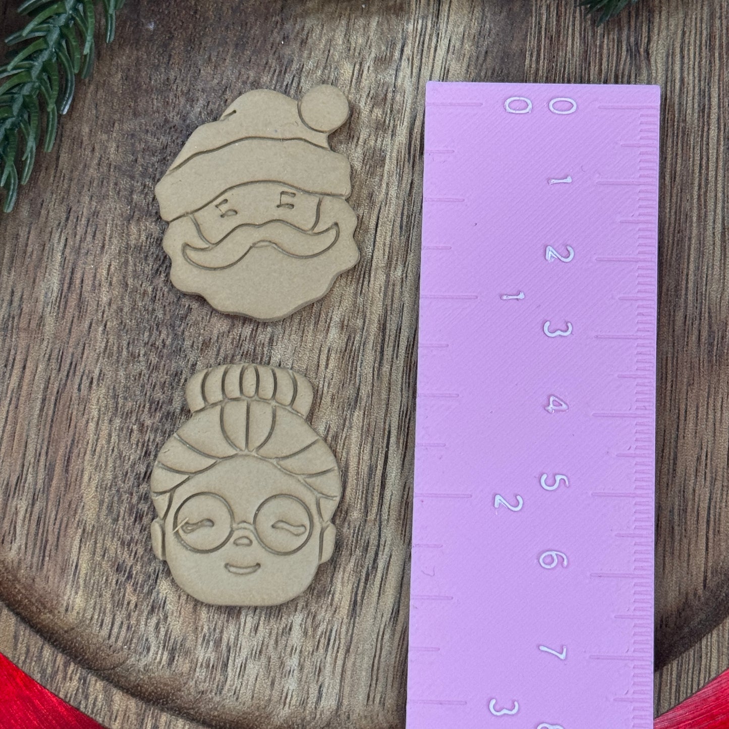 Christmas set of 2 santa with Mrs claus polymer clay cutter