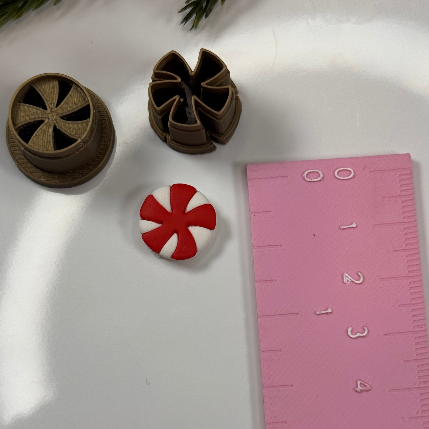 Christmas peppermint stud polymer clay cutter (set of 2)