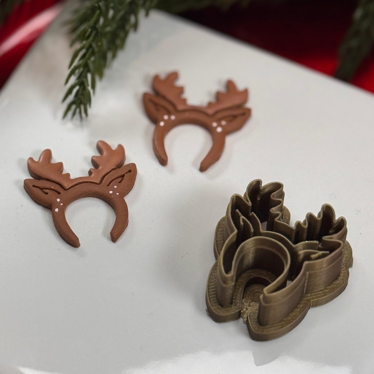 Christmas reindeer headband polymer clay cutter