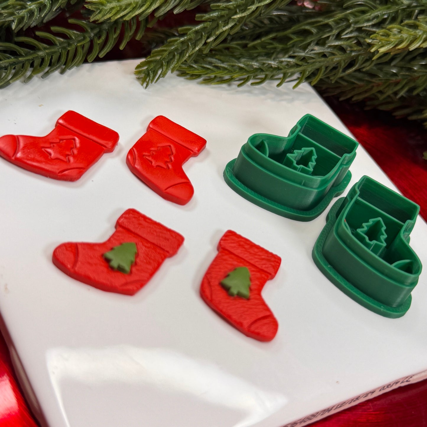 Christmas stocking studs polymer clay cutter