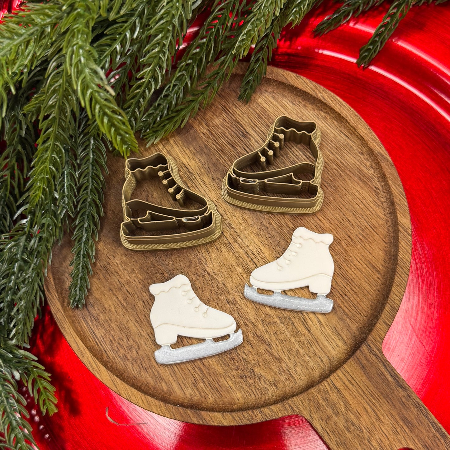 Christmas set of 2 ice skates polymer clay cutter