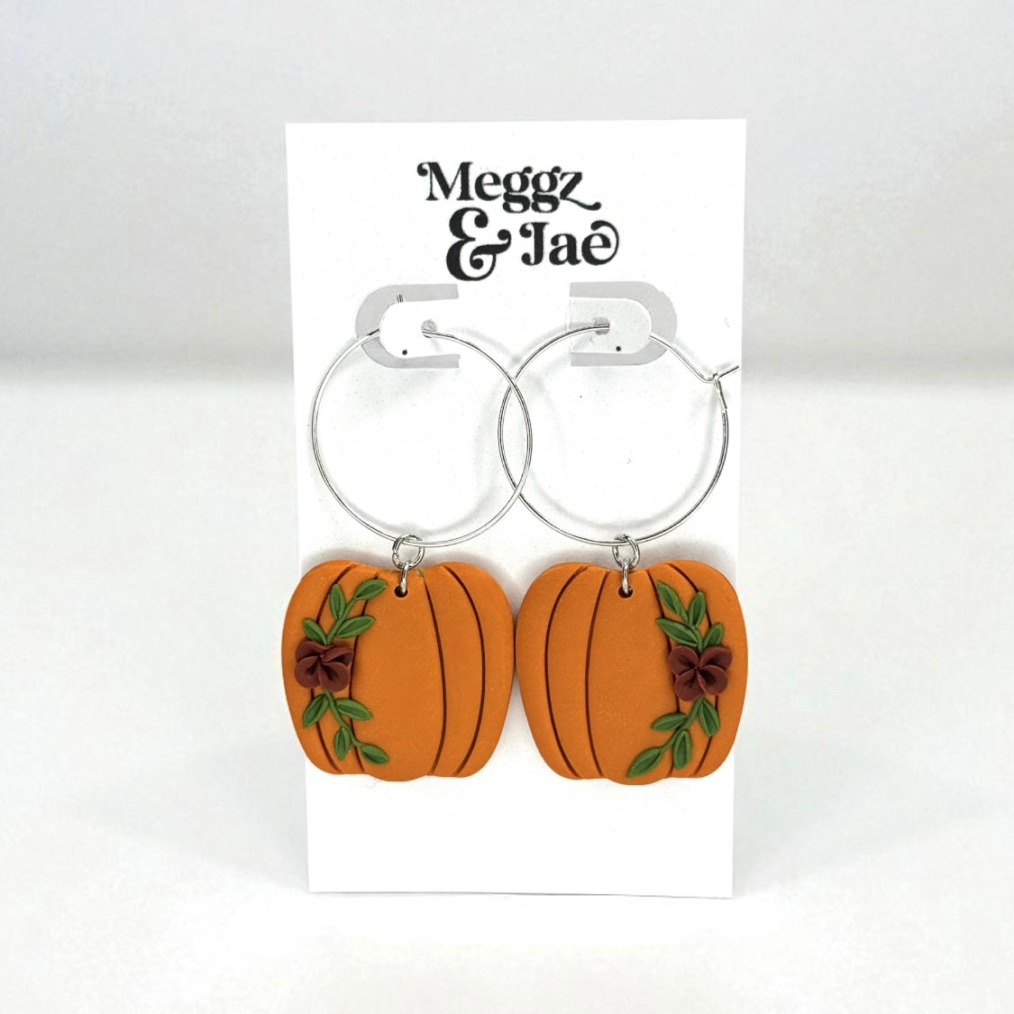 “Pumpkin hoop” polymer clay dangle earrings