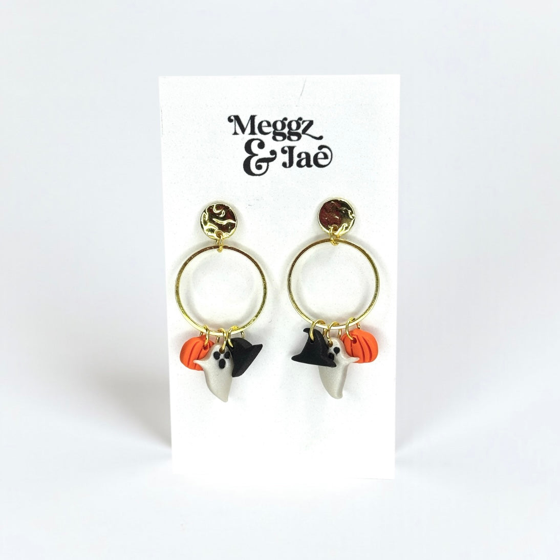 “Haunted Hoop” charm polymer clay dangle earrings