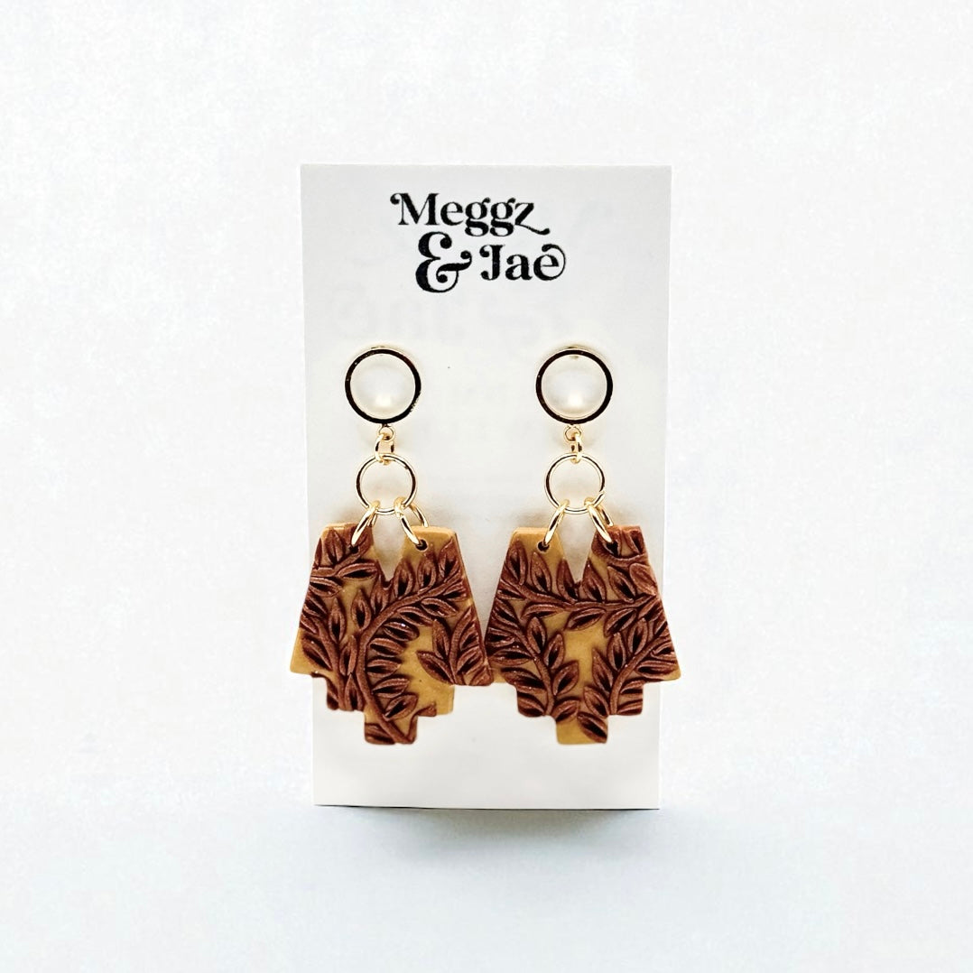 “Lucy” tribal shape with vines dangles