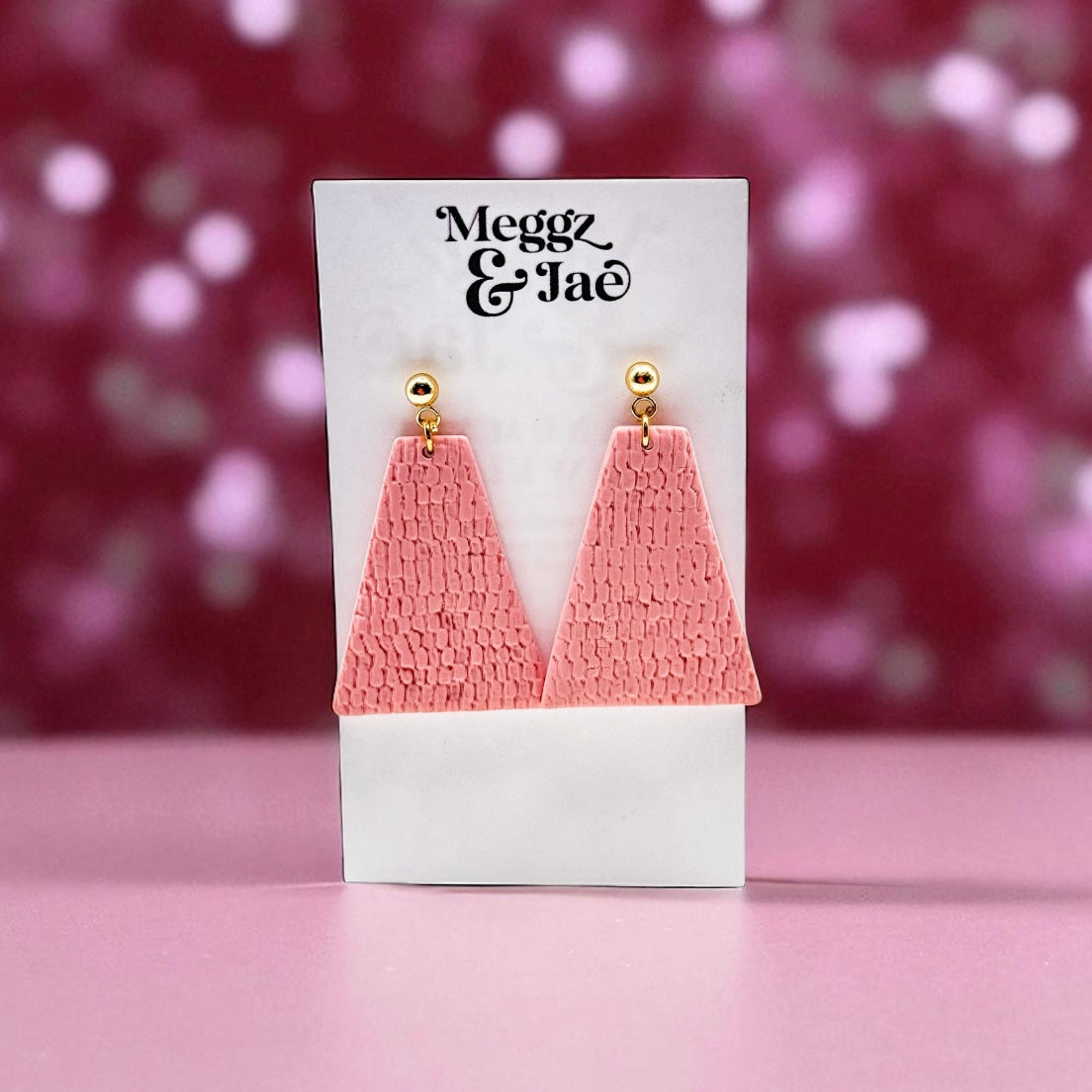 “Marilyn” Dusty pink trapezoid dangles