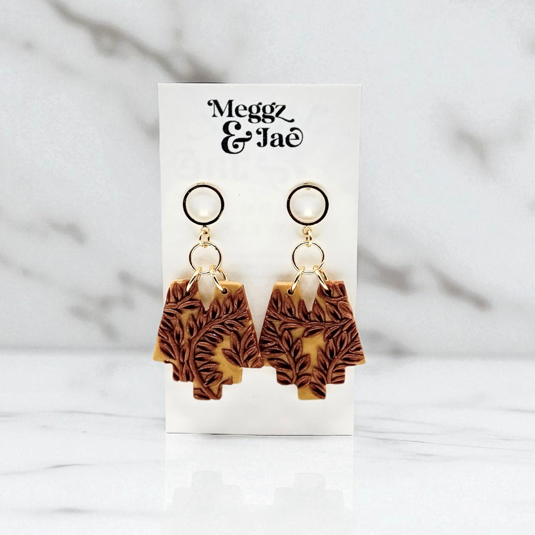 “Lucy” tribal shape with vines dangles