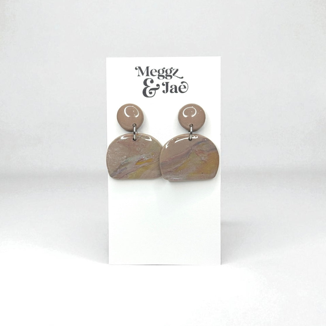 “Alyssa” Neutral Marble Arch Earrings