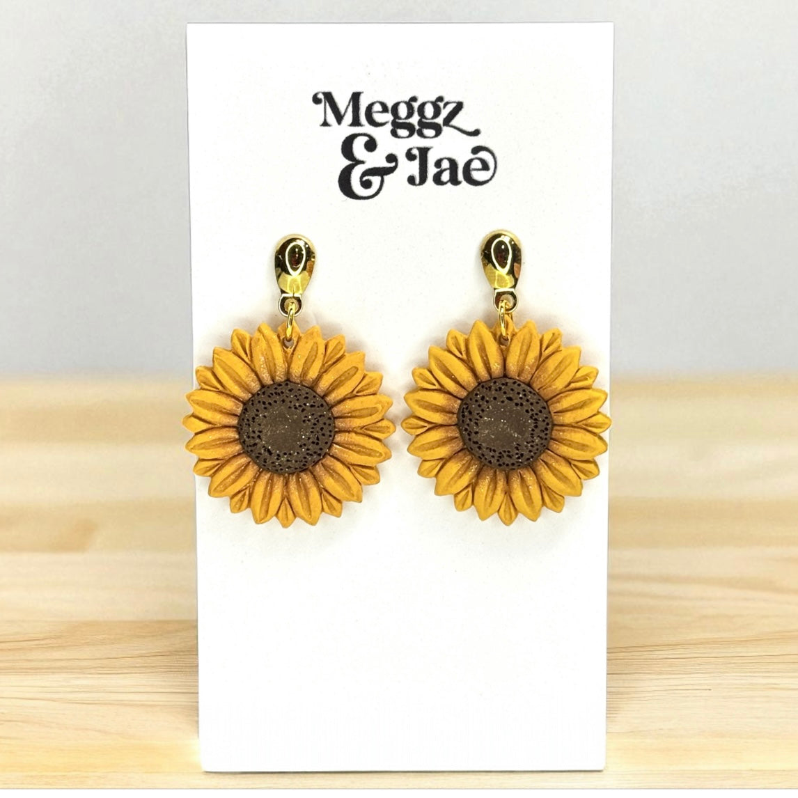 “Sunflower” polymer clay dangle earring
