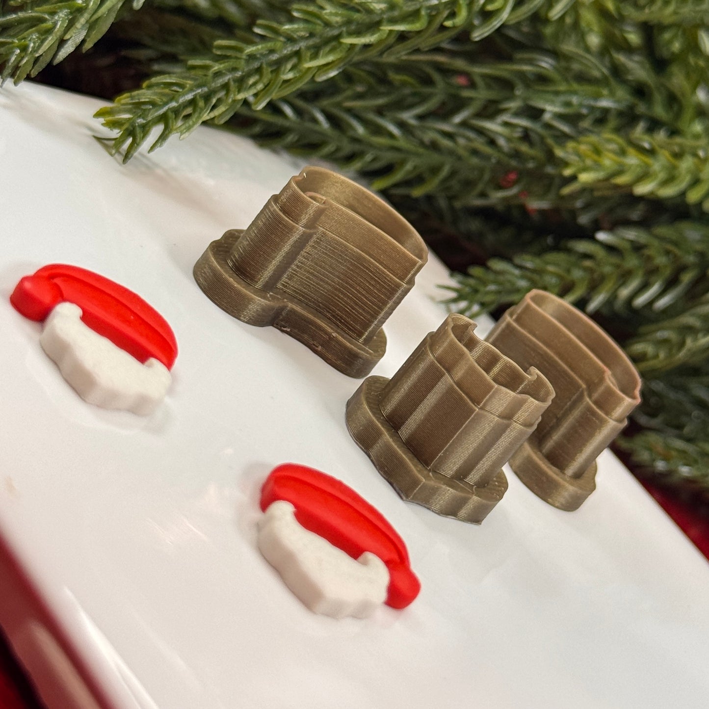 Christmas santa hat and beard studs polymer clay cutter
