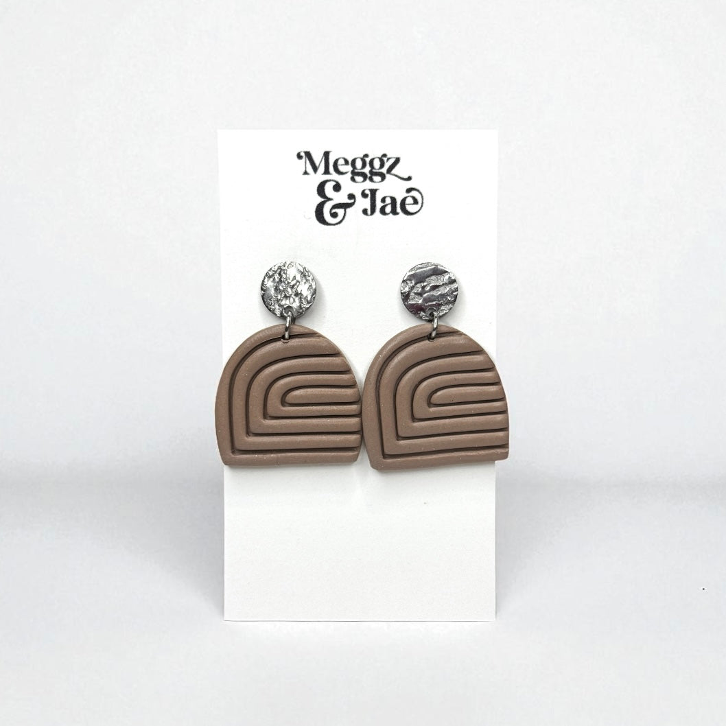 “Amanda” Taupey brown Arch Drop Earrings