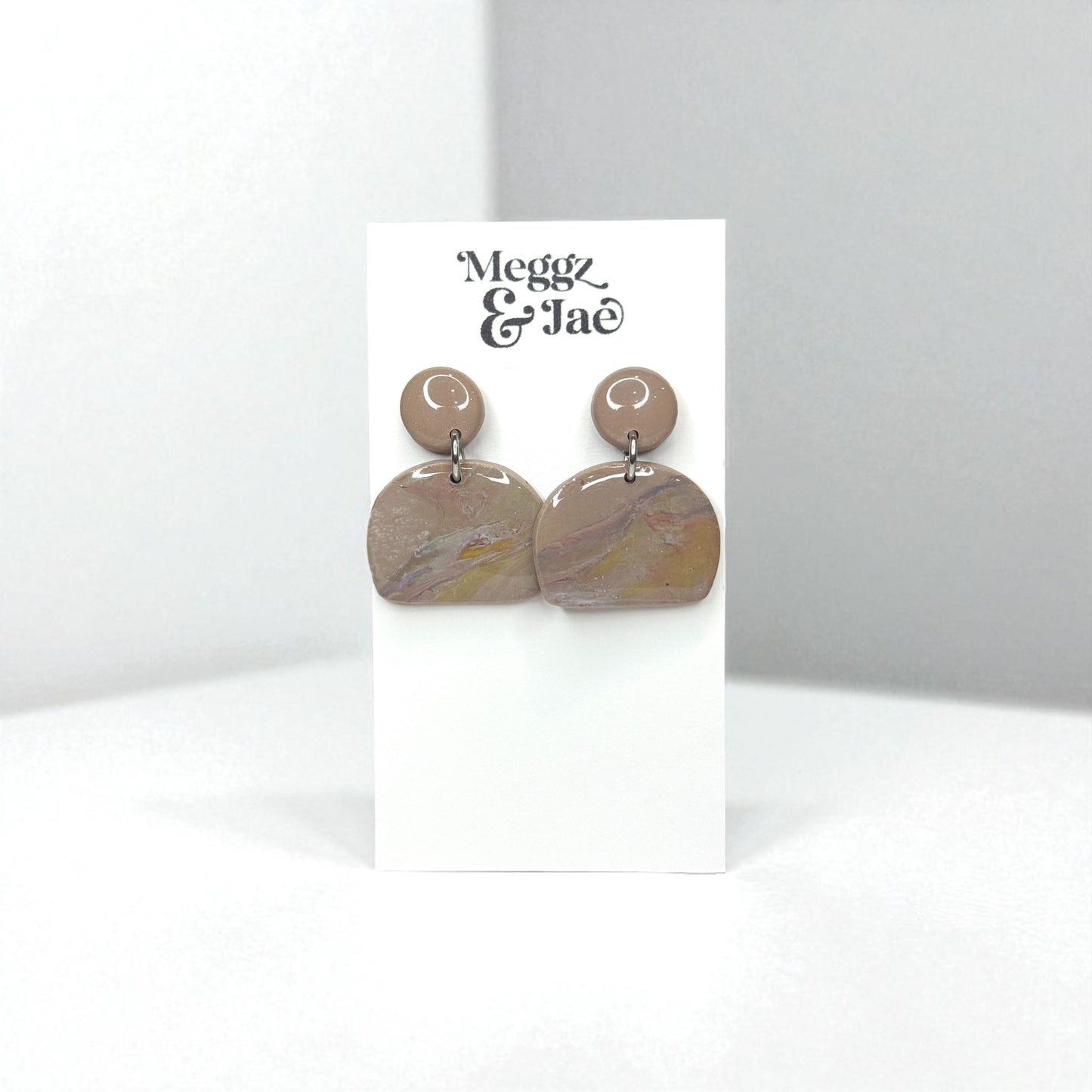 “Alyssa” Neutral Marble Arch Earrings