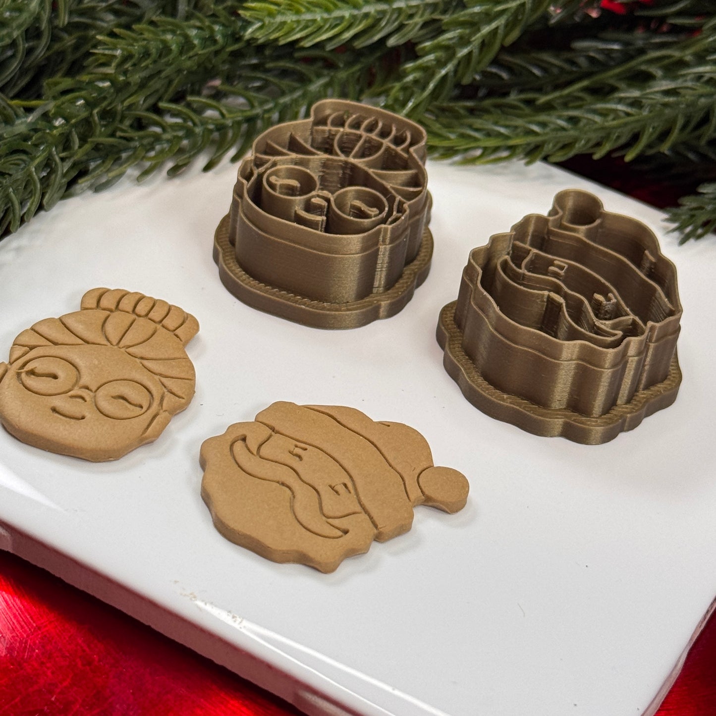 Christmas set of 2 santa with Mrs claus polymer clay cutter