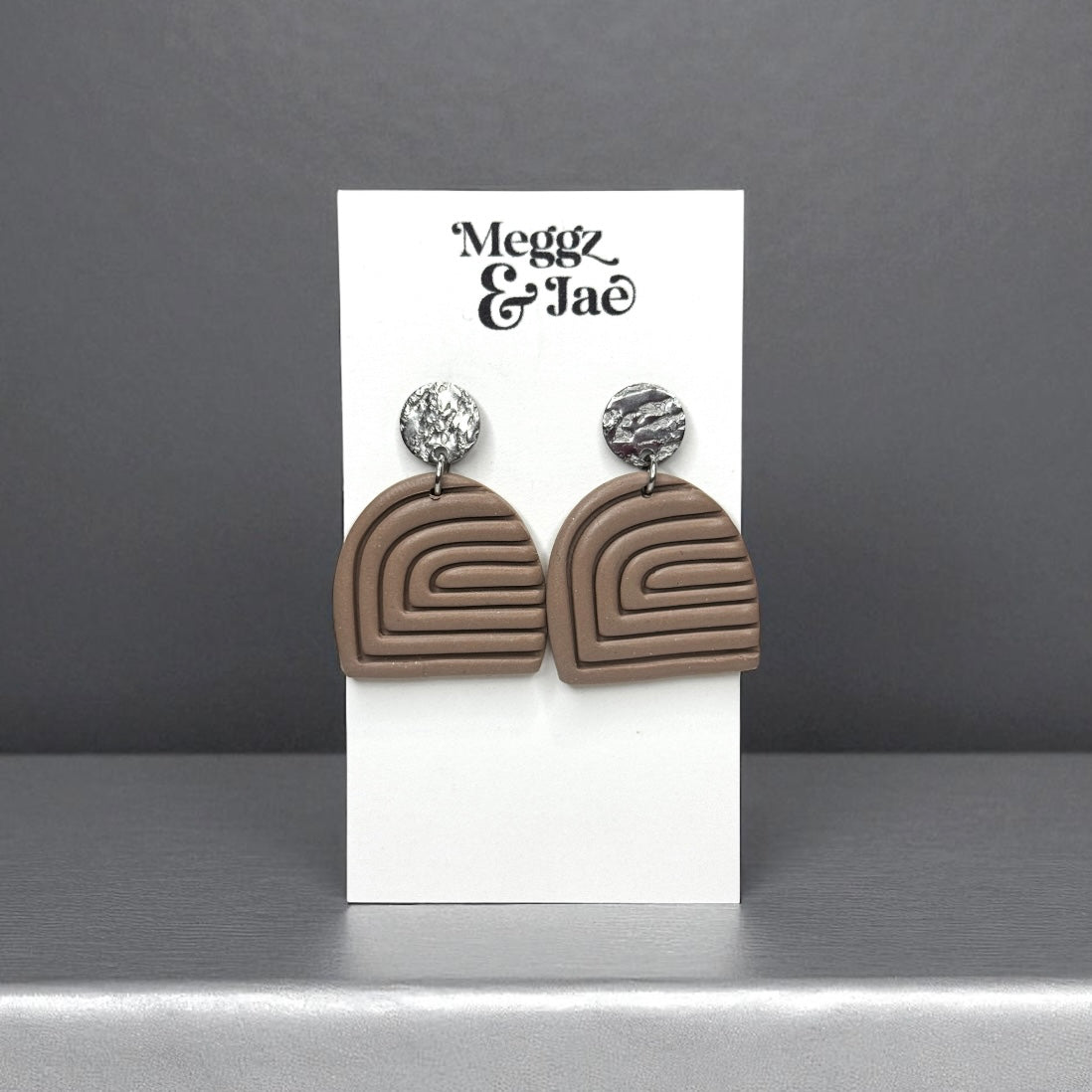 “Amanda” Taupey brown Arch Drop Earrings