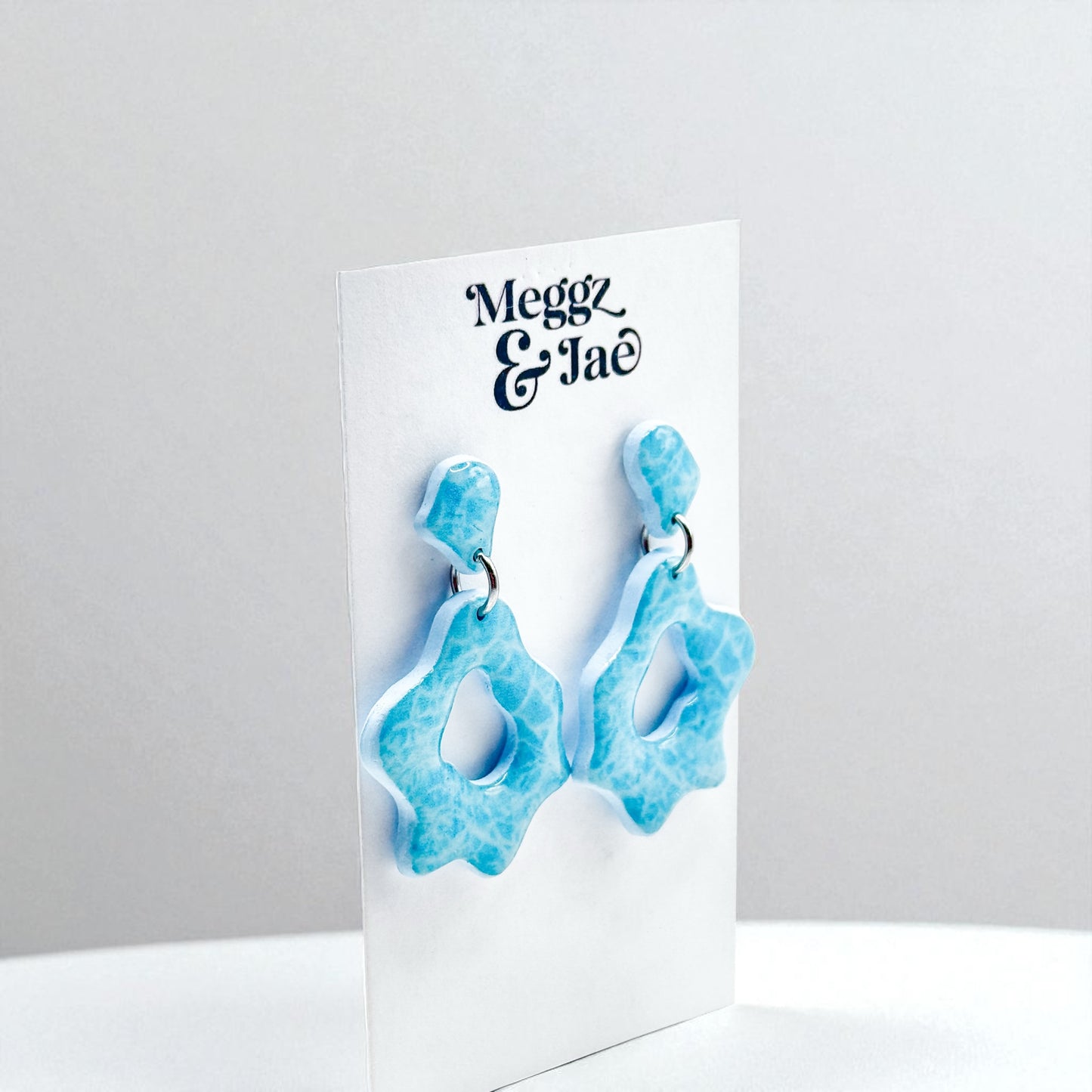 “Ariel” Aqua blue pool printed dangles